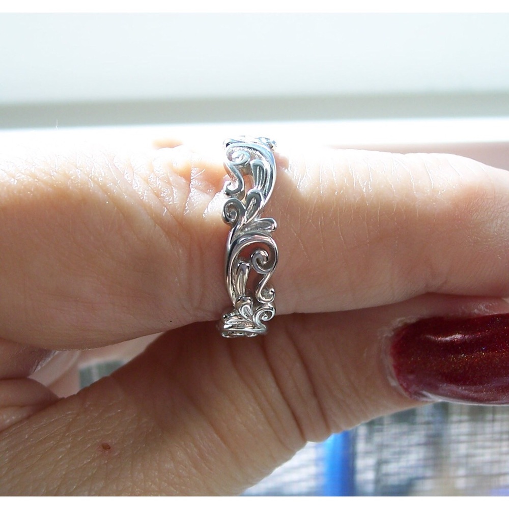 925 STERLING SILVER Open Work Swirls 5.3 (mm) Band Ring Sizes 2-13 - Picture 9 of 16
